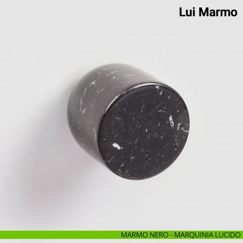 Pomolo girevole per porta Lui Marmo Nuda Verum Italy senza rosetta - marmo nero marquinia lucido