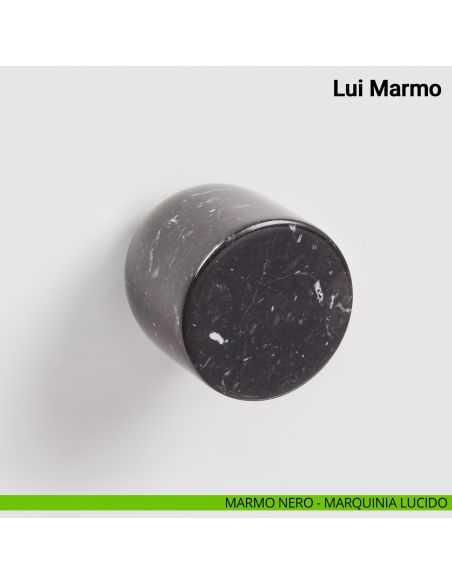 Pomolo girevole per porta Lui Marmo Nuda Verum Italy senza rosetta - marmo nero marquinia lucido