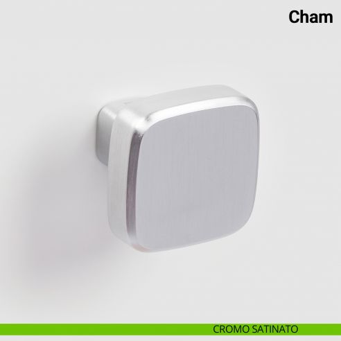 Pomolo fisso singolo per porta Cham Nuda Verum Italy senza rosetta - cromo satinato