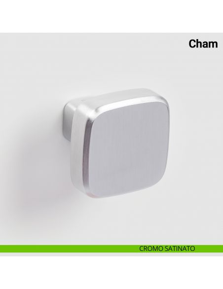 Pomolo fisso singolo per porta Cham Nuda Verum Italy senza rosetta - cromo satinato
