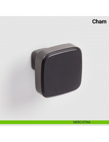 Pomolo fisso singolo per porta Cham Nuda Verum Italy senza rosetta - nero etna