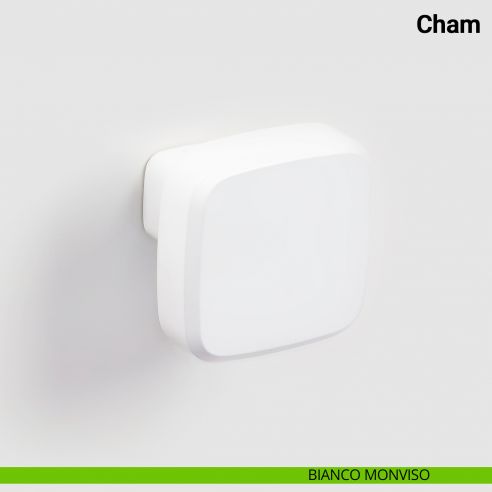 Pomolo fisso accoppiato per porta Cham Nuda Verum Italy senza rosetta - bianco monviso