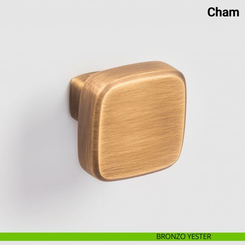 Pomolo fisso accoppiato per porta Cham Nuda Verum Italy senza rosetta - bronzo yester