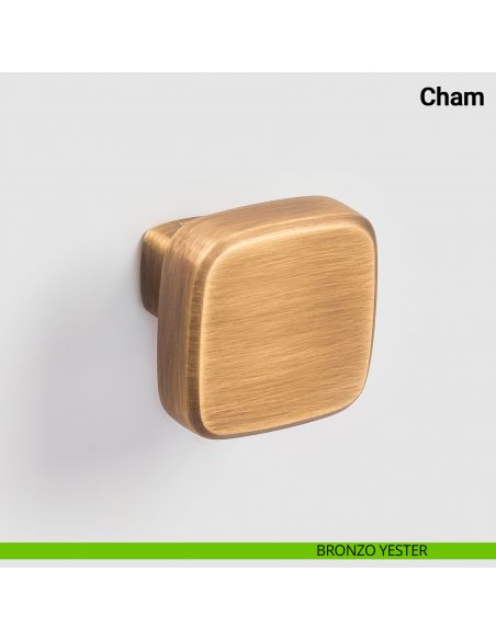 Pomolo fisso accoppiato per porta Cham Nuda Verum Italy senza rosetta - bronzo yester