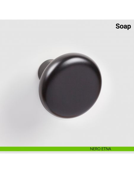 Pomolo fisso singolo per porta Soap Nuda Verum Italy senza rosetta - nero etna