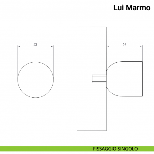 Pomolo fisso singolo per porta Lui Marmo Nuda Verum Italy senza rosetta