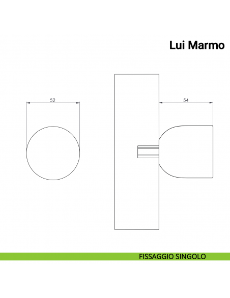 Pomolo fisso singolo per porta Lui Marmo Nuda Verum Italy senza rosetta