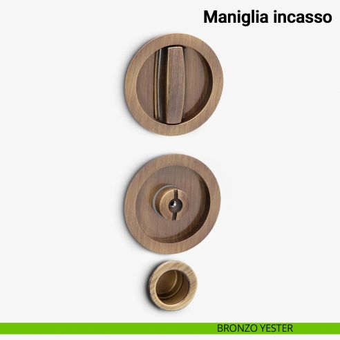 Maniglia ad incasso tonda per scorrevole con nottolino e ditale Verum Italy