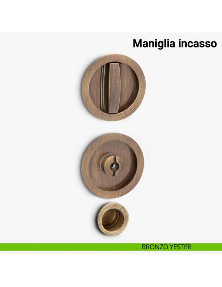 Maniglia ad incasso tonda per scorrevole con nottolino e ditale Verum Italy