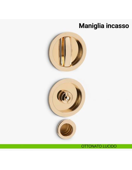 Maniglia ad incasso tonda per scorrevole con nottolino e ditale Verum Italy