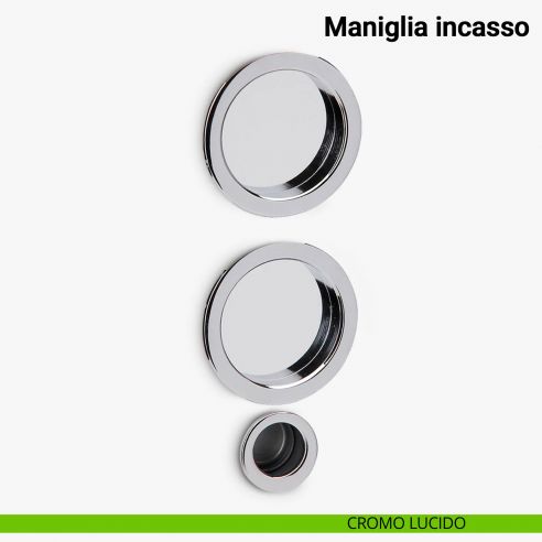 Maniglia ad incasso tonda per scorrevole cieca con ditale Verum Italy - cromo lucido
