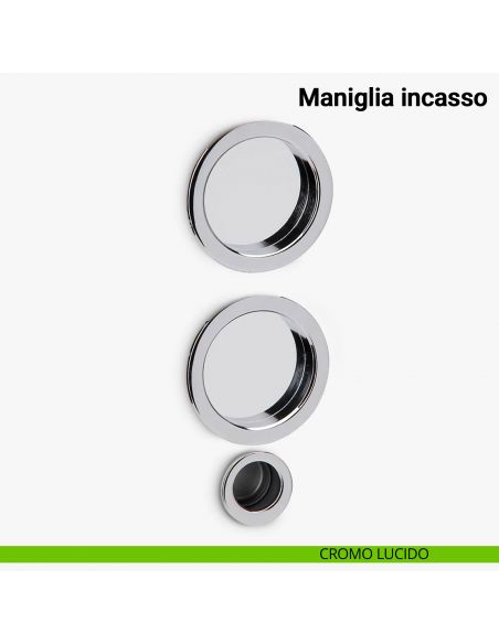 Maniglia ad incasso tonda per scorrevole cieca con ditale Verum Italy - cromo lucido