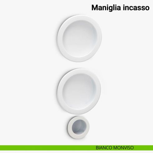 Maniglia ad incasso tonda per scorrevole cieca con ditale Verum Italy - bianco monviso