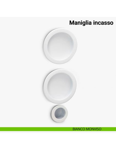 Maniglia ad incasso tonda per scorrevole cieca con ditale Verum Italy - bianco monviso