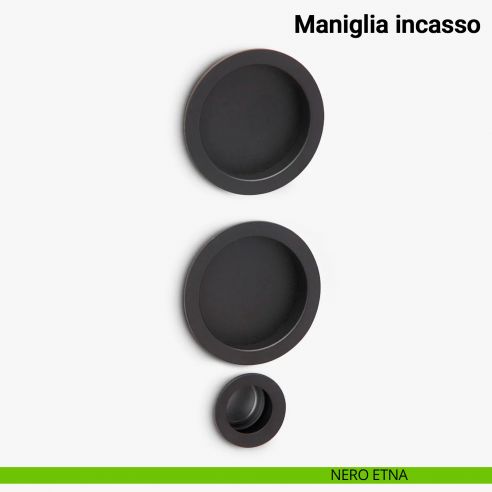 Maniglia ad incasso tonda per scorrevole cieca con ditale Verum Italy - nero etna