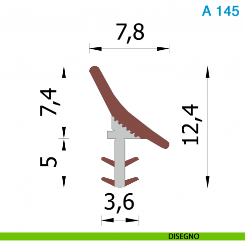 Guarnizione per porta scorrevole in legno Roverplastik A 145 marrone battuta 8 mm scatola 435 metri