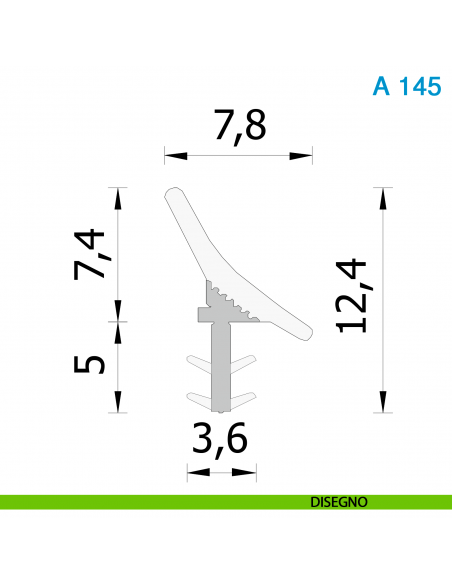 Guarnizione per porta scorrevole in legno Roverplastik A 145 neutra trasparente battuta 8 mm scatola 435 metri