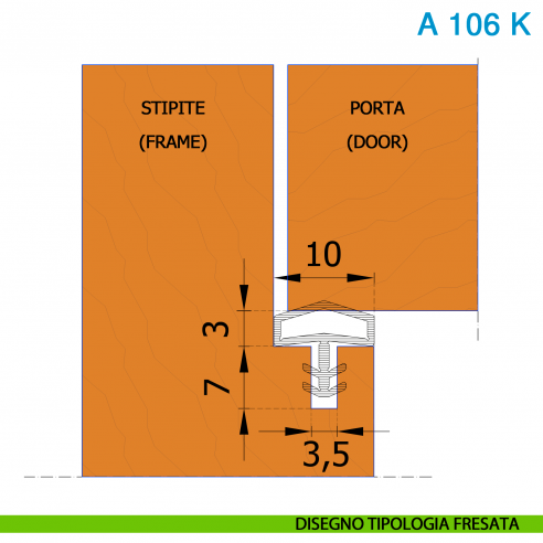 Guarnizione per porta in legno Roverplastik A 106 K marrone battuta 10 mm scatola 408 metri