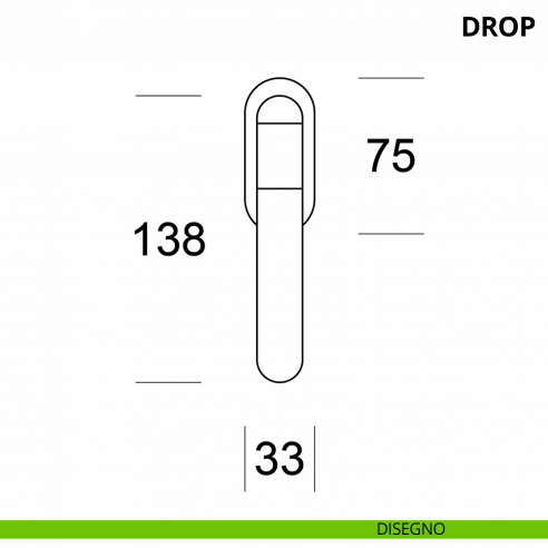 Maniglia per finestra martellina DK Drop Ento disegno