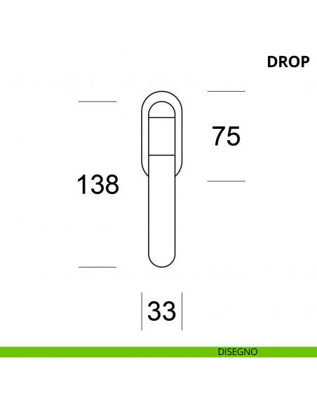 Maniglia per finestra martellina DK Drop Ento disegno