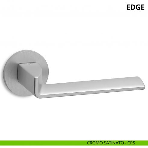 Maniglia per porta interna Edge Ento rosetta tonda cromo satinato