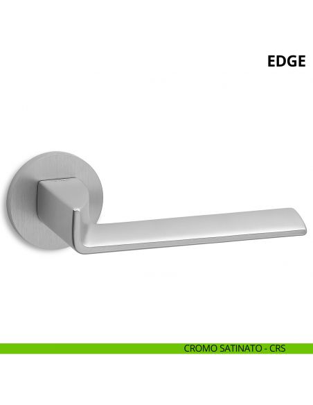 Maniglia per porta interna Edge Ento rosetta tonda cromo satinato