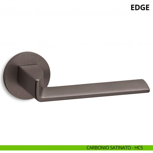 Maniglia per porta interna Edge Ento rosetta tonda carbonio satinato