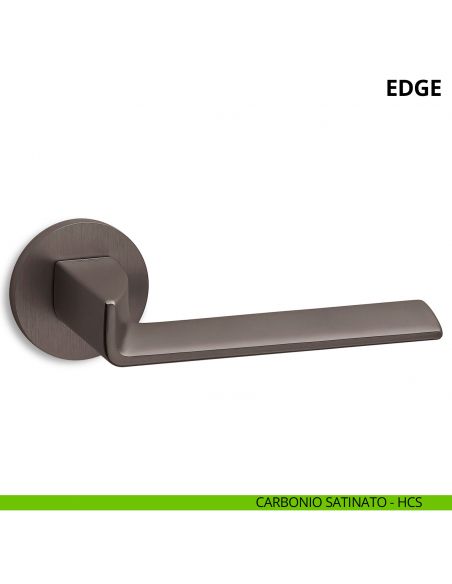 Maniglia per porta interna Edge Ento rosetta tonda carbonio satinato