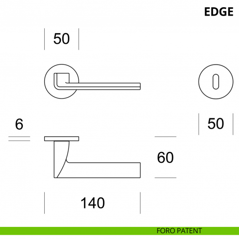 Maniglia per porta interna Edge Ento rosetta tonda foro patent