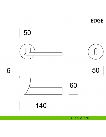 Maniglia per porta interna Edge Ento rosetta tonda foro patent