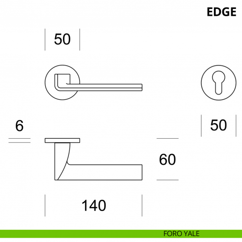 Maniglia per porta interna Edge Ento rosetta tonda foro yale