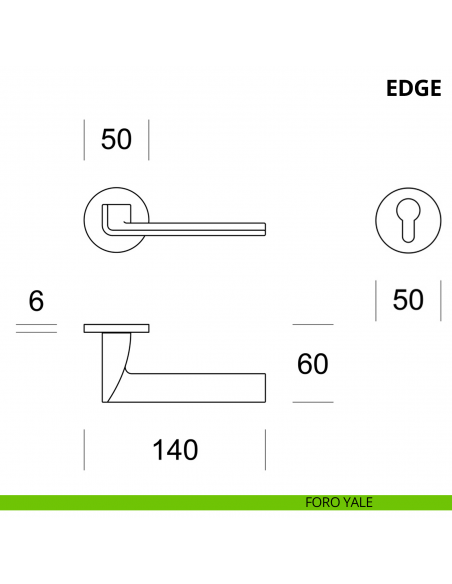 Maniglia per porta interna Edge Ento rosetta tonda foro yale