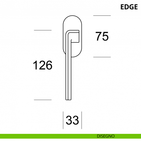 Maniglia per finestra martellina DK Edge Ento disegno