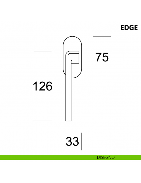 Maniglia per finestra martellina DK Edge Ento disegno