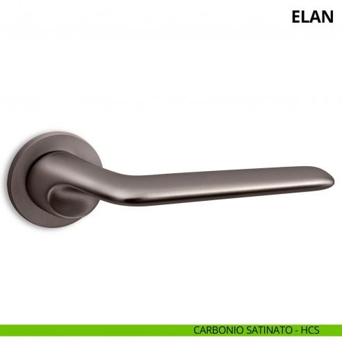 Maniglia per porta interna Elan Ento rosetta tonda carbonio satinato