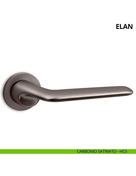 Maniglia per porta interna Elan Ento rosetta tonda carbonio satinato