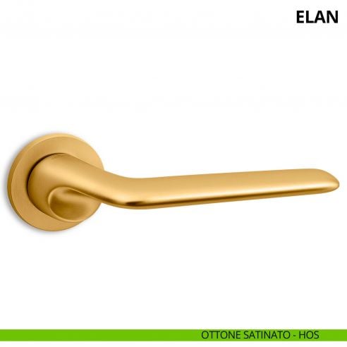 Maniglia per porta interna Elan Ento rosetta tonda ottone satinato