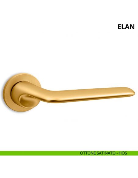 Maniglia per porta interna Elan Ento rosetta tonda ottone satinato