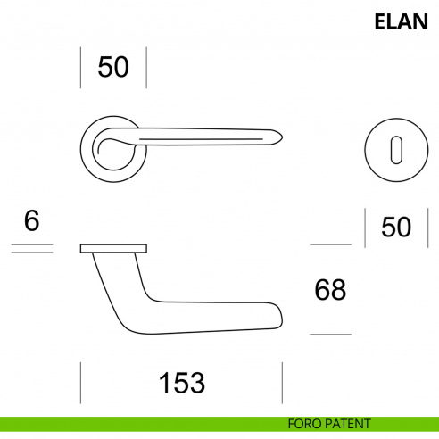 Maniglia per porta interna Elan Ento rosetta tonda foro patent