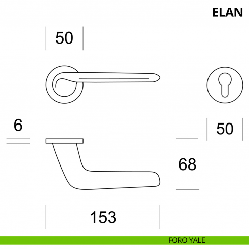 Maniglia per porta interna Elan Ento rosetta tonda foro yale