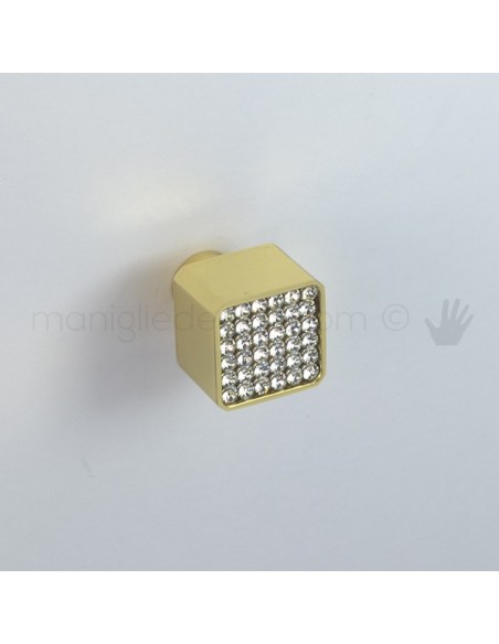 Pomello per mobile Swarovski 20x20 Poggi e Mariani ottone lucido