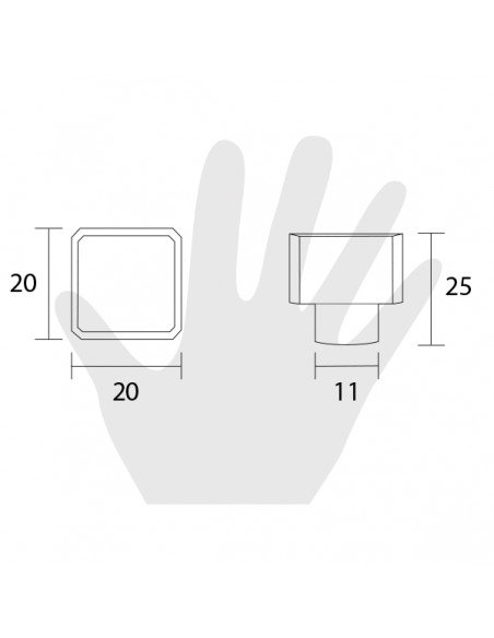 Pomello per mobile Swarovski 20x20 Poggi e Mariani ottone lucido disegno