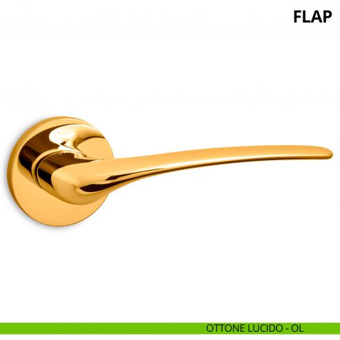 Maniglia per porta interna Flap Ento rosetta tonda ottone lucido
