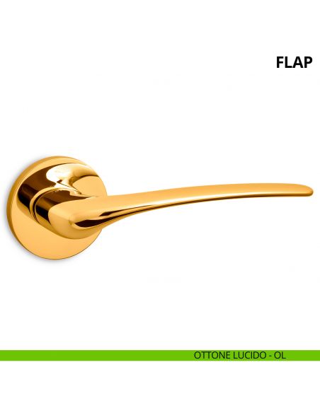 Maniglia per porta interna Flap Ento rosetta tonda ottone lucido