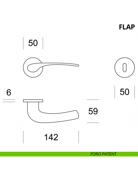 Maniglia per porta interna Flap Ento rosetta tonda foro patent