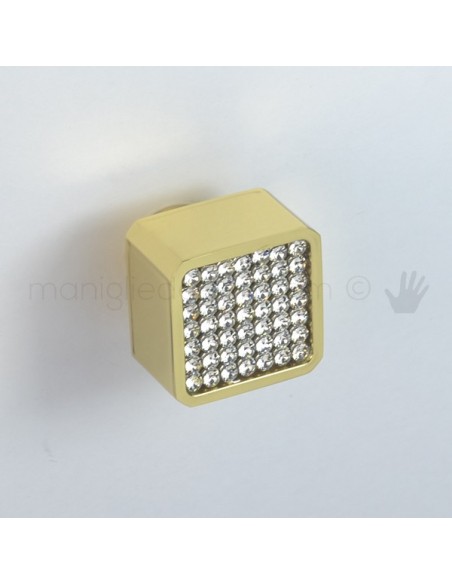 Pomello per mobile Swarovski Poggi e Mariani ottone lucido