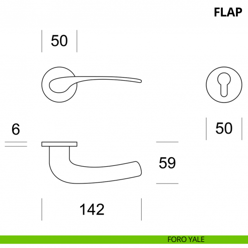 Maniglia per porta interna Flap Ento rosetta tonda foro yale