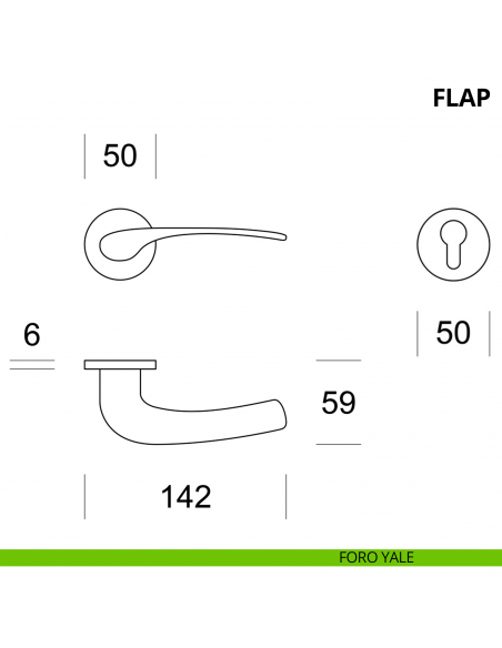 Maniglia per porta interna Flap Ento rosetta tonda foro yale