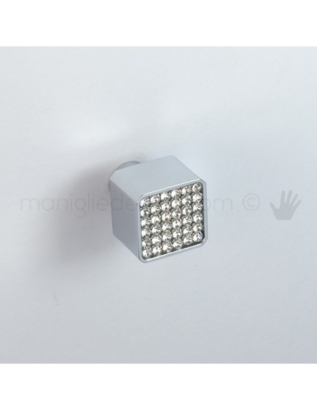Pomello per mobile Swarovski 20x20 Poggi e Mariani cromo lucido