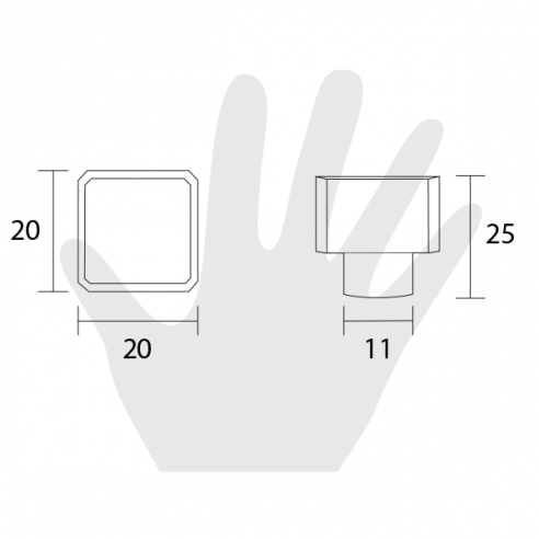 Pomello per mobile Swarovski 20x20 Poggi e Mariani cromo lucido